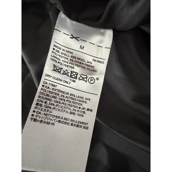 Banana Republic Men's Black Wool Blend Coat M Peacoat Quilted Lining - Picture 5 of 10